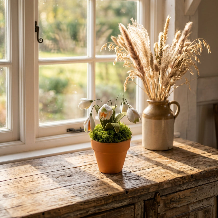 Felt Snowdrops in Terracotta Pot
