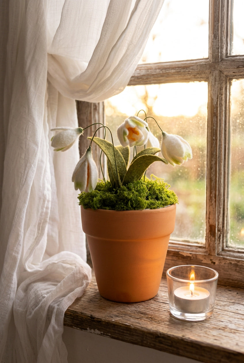 Felt Snowdrops in Terracotta Pot